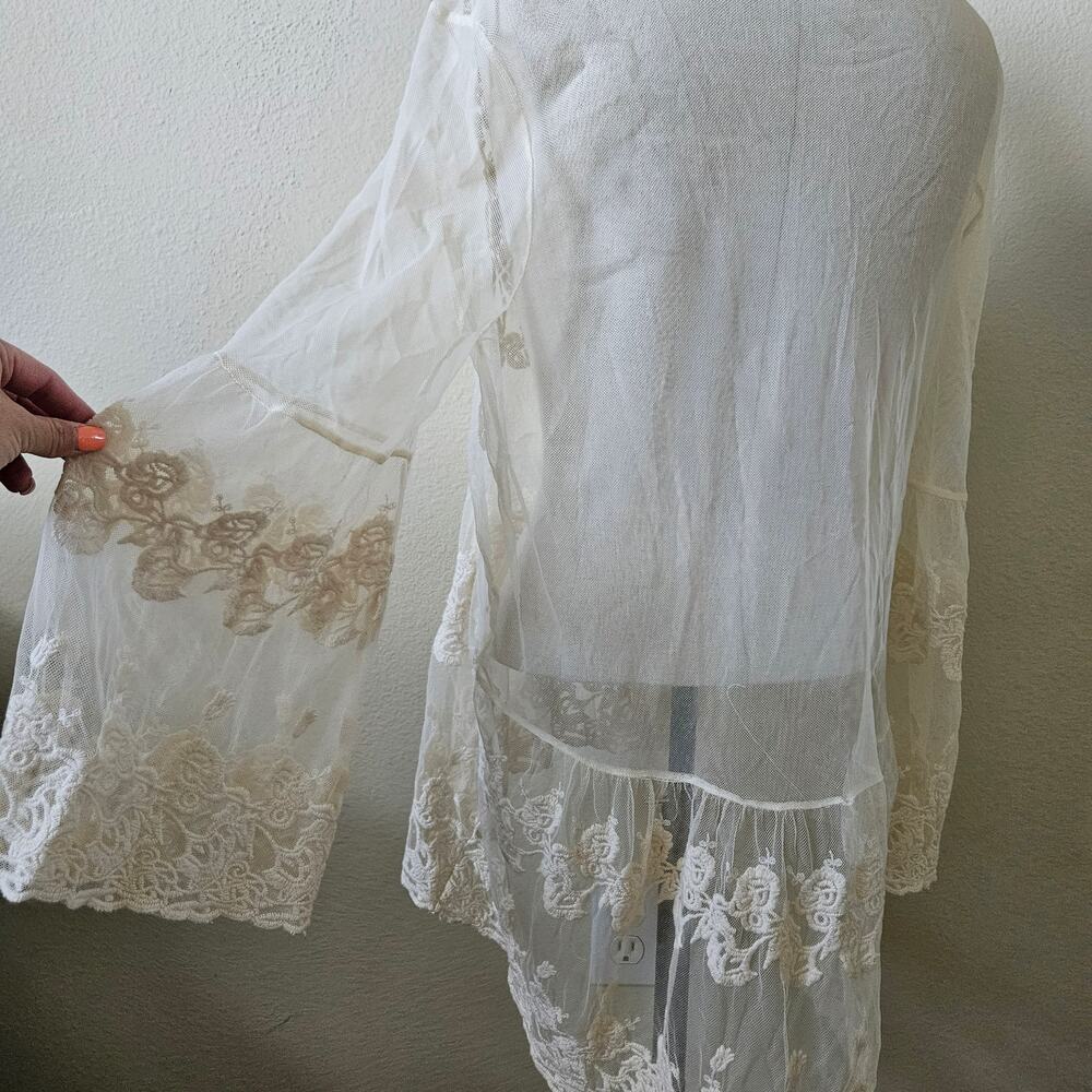 Heaven On Earth Lace Embroidered Ivory Boho Blouse by Sundance Medium - Picture 4 of 8